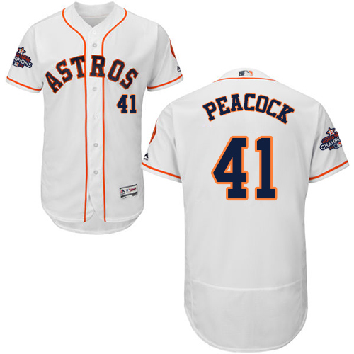 Astros #41 Brad Peacock White Flexbase Authentic Collection World Series Champions Stitched MLB Jersey